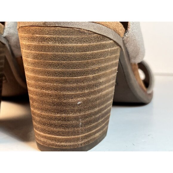 TOMS Suede Majorca Cutout Block Heels Womens Casual Sandals Shoes Taupe Size 6M - Picture 8 of 16